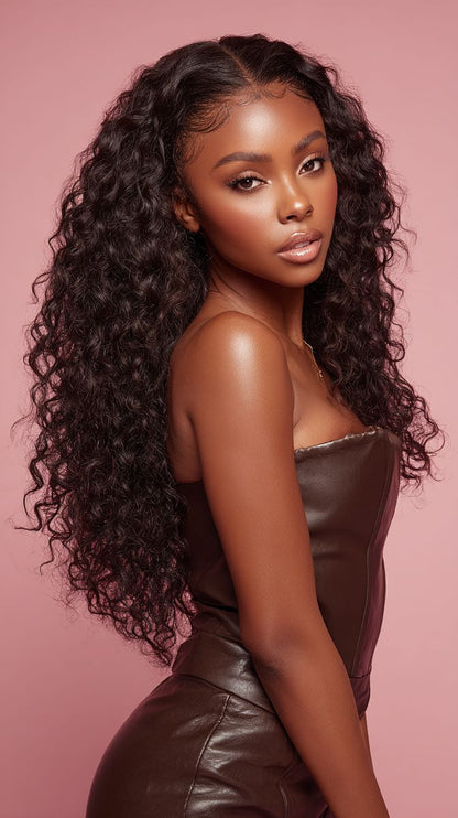 Long Curly Human - Hair Wig HD